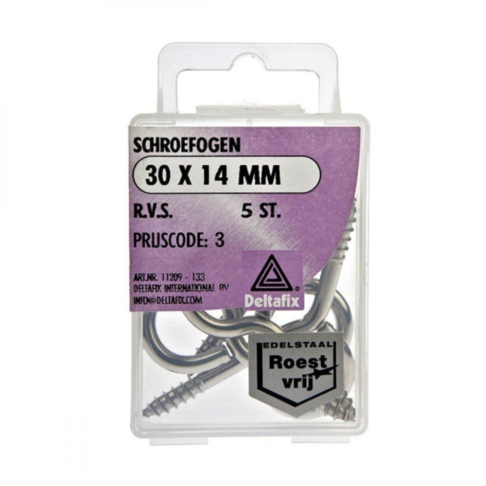 Deltafix Schroefoog RVS 30x14mm Set 5st Deltafix Schroefoog RVS 30x14mm Set 5st