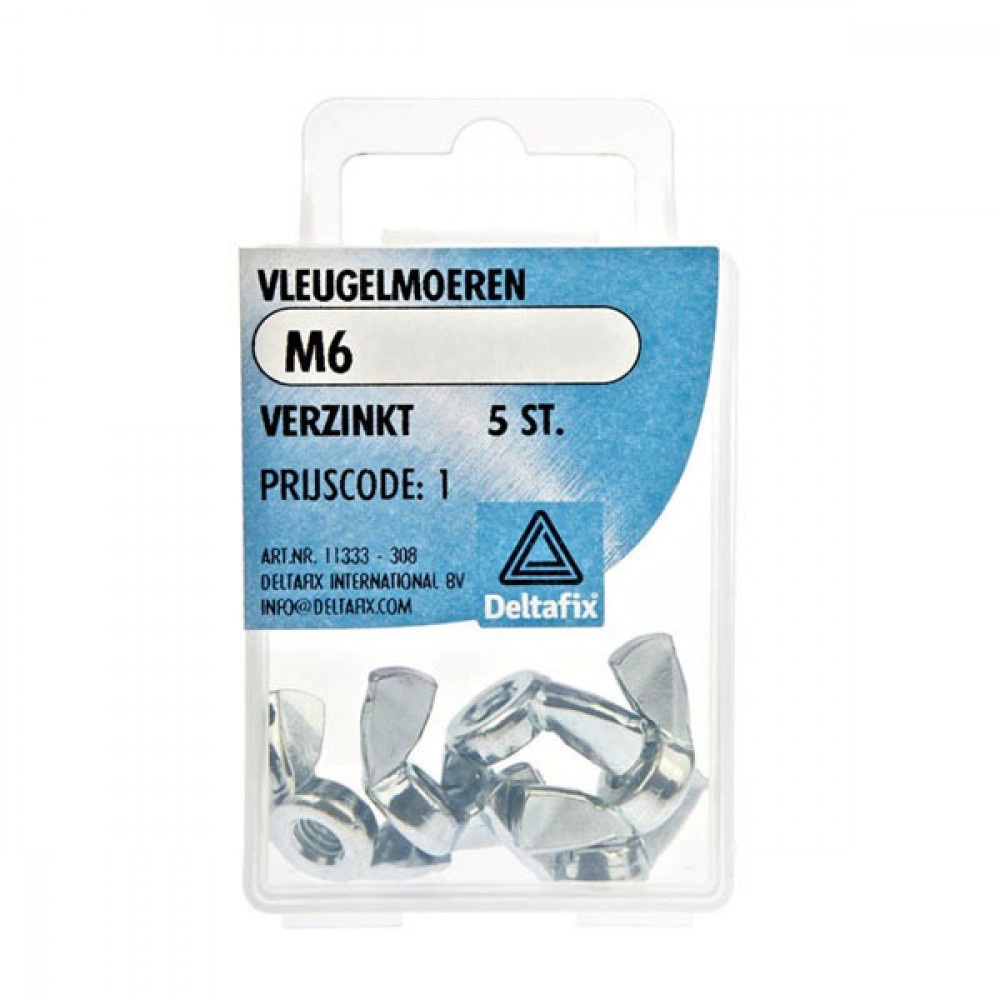 Deltafix Vleugelmoer Verzinkt M6 Set 5st Deltafix Vleugelmoer Verzinkt M6 Set 5st