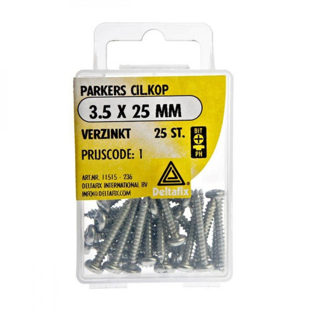 Deltafix Parker CK Verzinkt 3.5x25mm Set 25st Deltafix Parker CK Verzinkt 3.5x25mm Set 25st