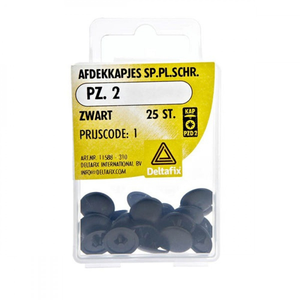 Deltafix Spaanplaatschroef Afdekkapje PZ.2 zwart Set 25st Deltafix Spaanplaatschroef Afdekkapje PZ.2 zwart Set 25st