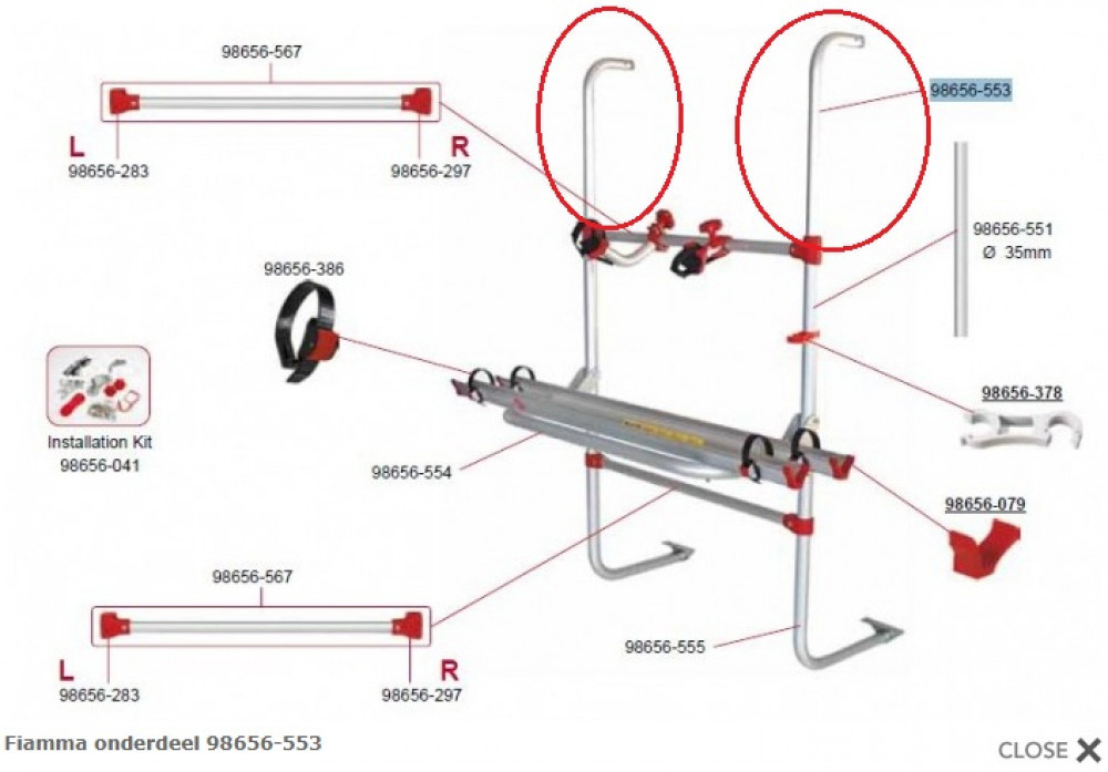 Fiamma Bovenarm fietsenrek universeel 98656-553