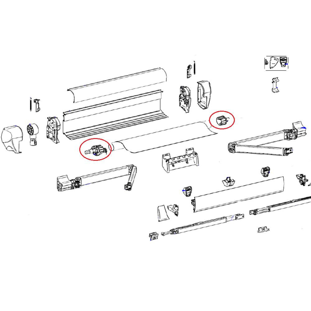 Thule Eindkap Roller Tube LH+RH 5003 D52