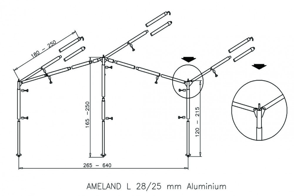 Campking Luifelframe Ameland 28/25mm Alu Campking Luifelframe Ameland 28/25mm Alu