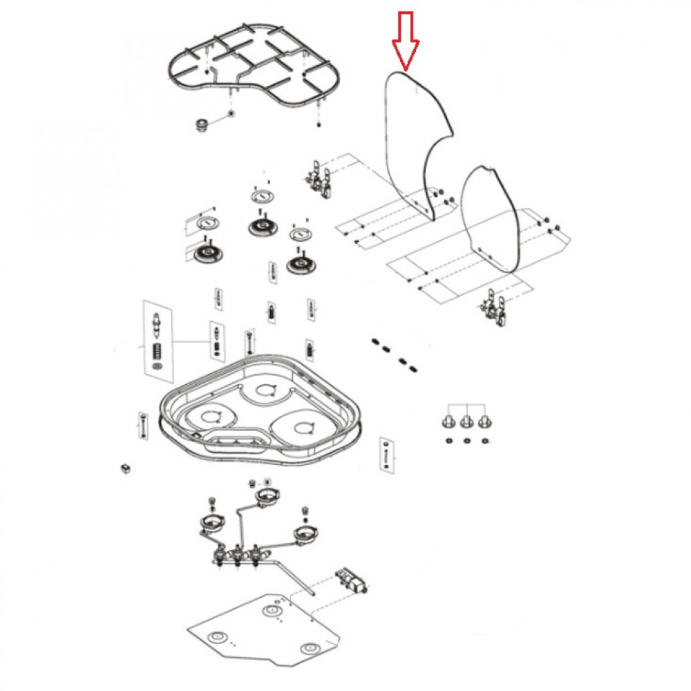 Dometic CE04-DF Glazen Afdekplaat Lnks Dometic CE04-DF Glazen Afdekplaat Lnks