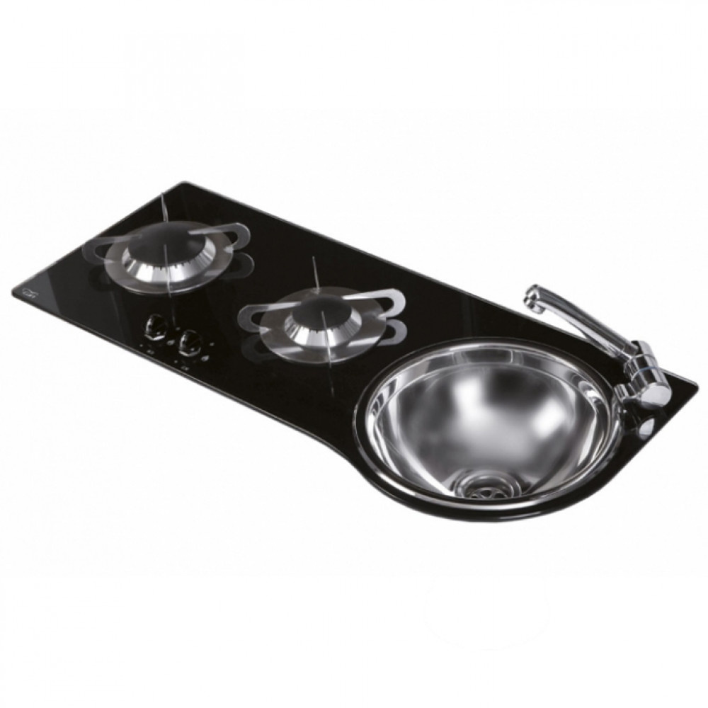 Can  Kookplaat 2-Pits met Spoelbak Rechts PV1364 Crystal