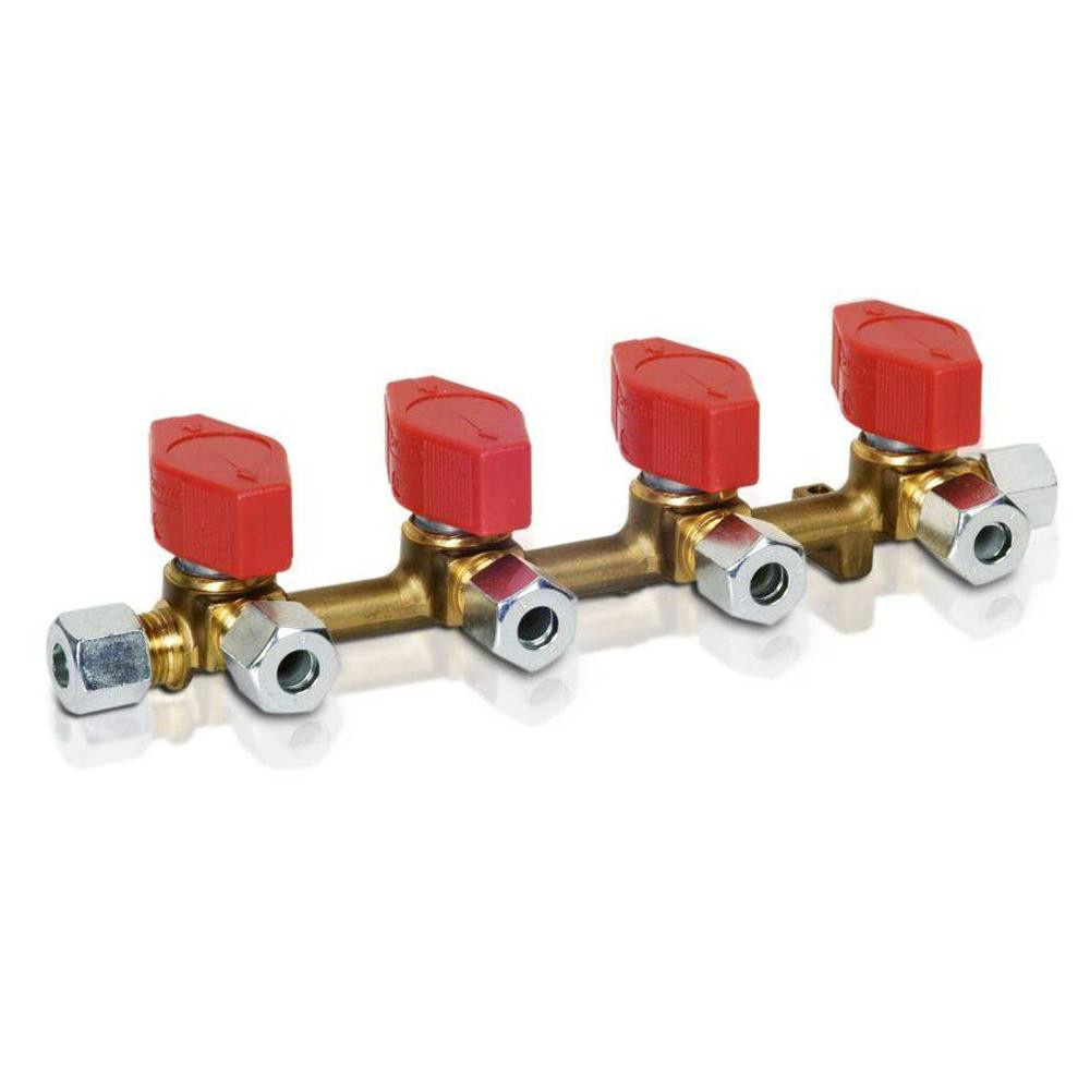 GOK Gasdistributieblok 4-Weg 10-8mm GOK Gasdistributieblok 4-Weg 10-8mm