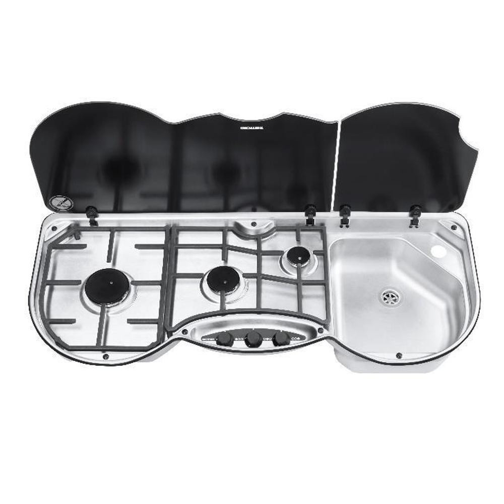 Thetford Kookplaat 3-Pits met Spoelbak Rechts Serie 353 Thetford Kookplaat 3-Pits met Spoelbak Rechts Serie 353