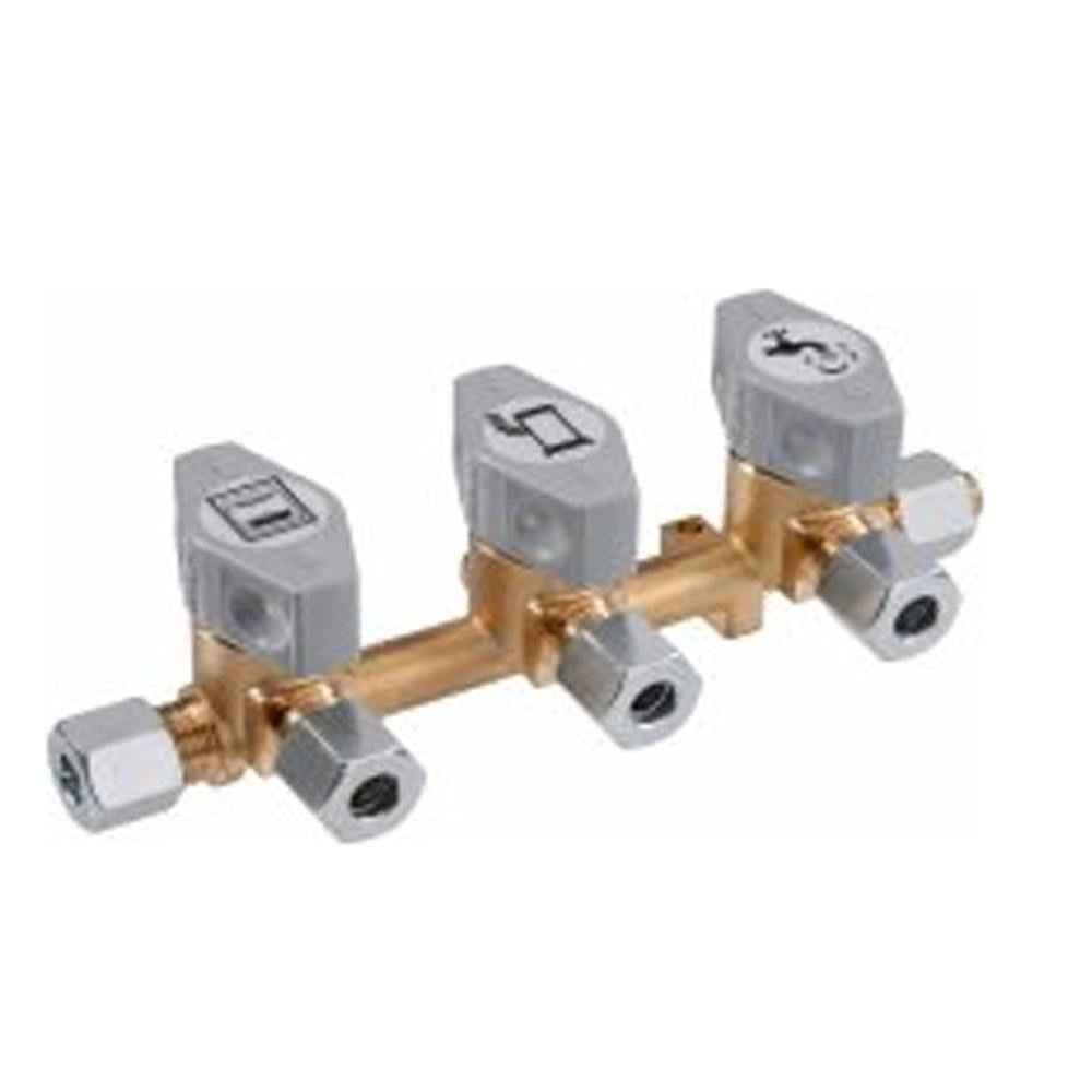 GOK Gasdistributieblok 3-Weg 10-8mm GOK Gasdistributieblok 3-Weg 10-8mm