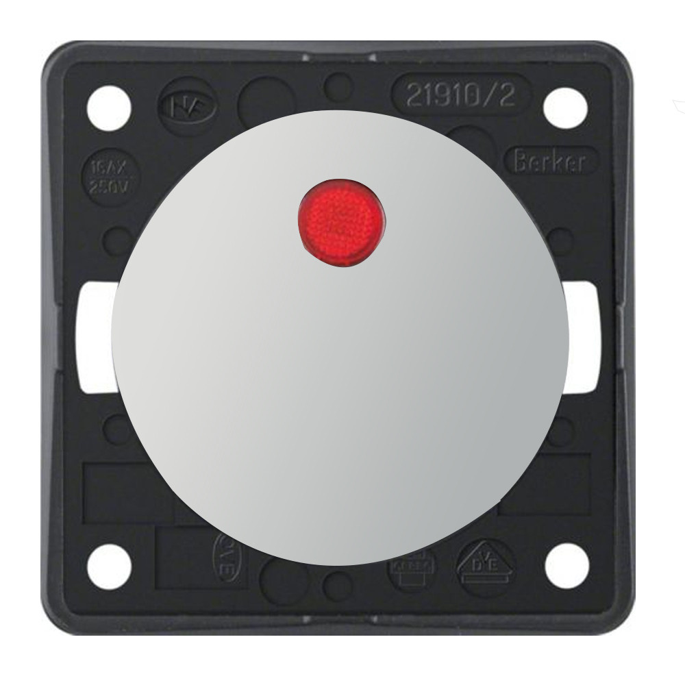 Berker Aan/Uitschakelaar Flow/Pure met Lampje Inbouw Chroom Hoogglans 230V Berker Aan/Uitschakelaar Flow/Pure met Lampje Inbouw Chroom Hoogglans 230V