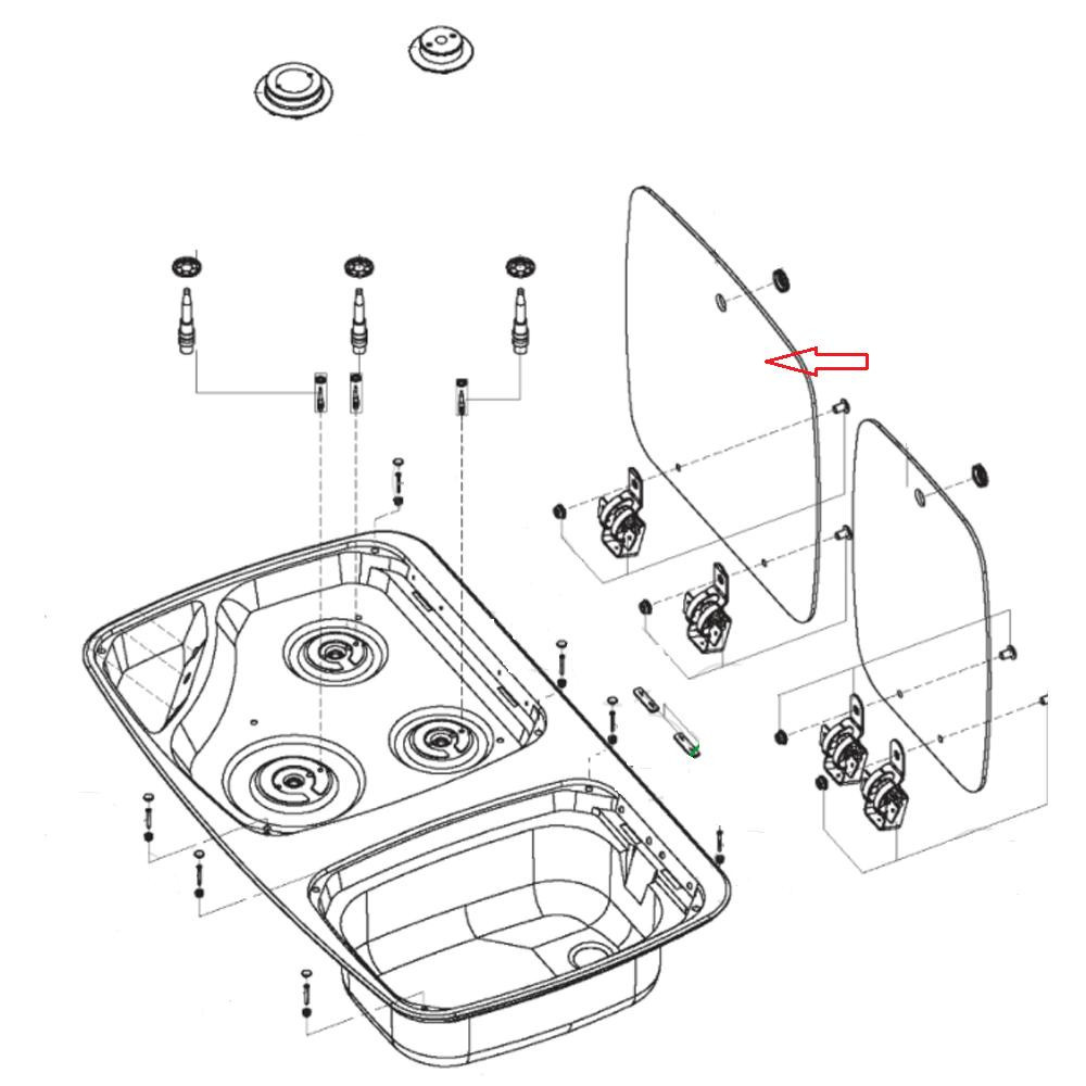 Dometic Glasdeksel Kookdeel MO 7123 Dometic Glasdeksel Kookdeel MO 7123