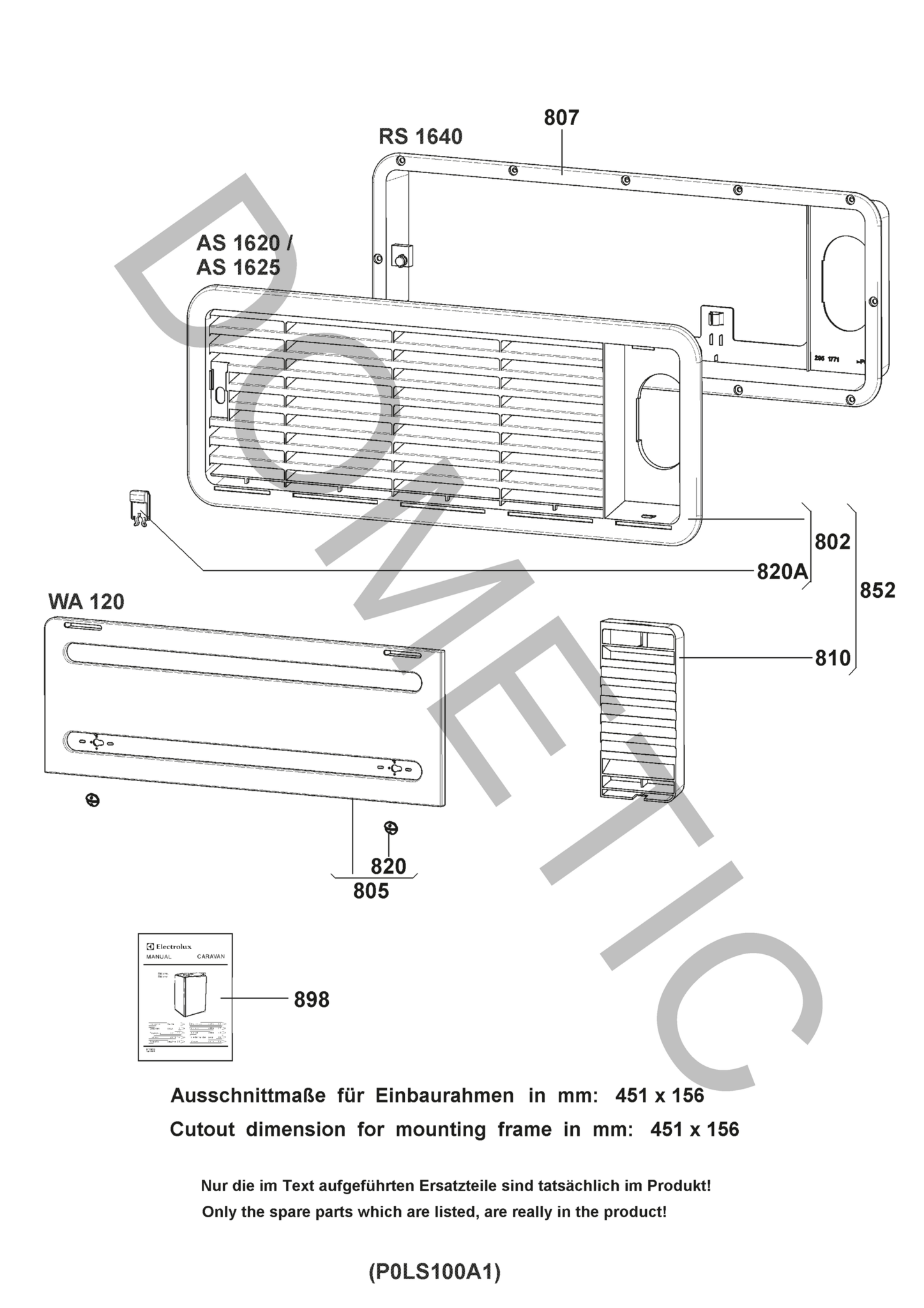 Dometic L100 inbouwraam Wit