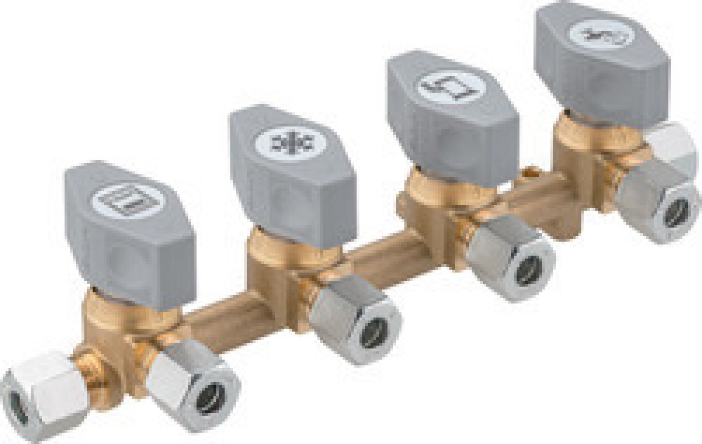 GOK Gasdistributieblok 4-weg 10 x 8 mm