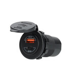 Power Line Contactdoos USB-A QC3.0 + USB-C QC4.0 Lader Power Line Contactdoos USB-A QC3.0 + USB-C QC4.0 Lader