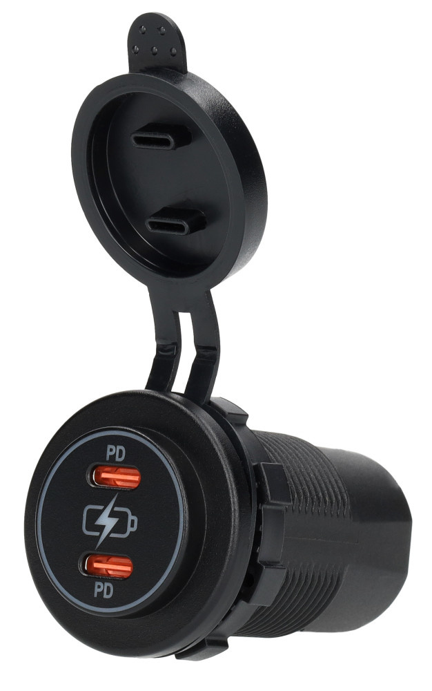 Power Line Contactdoos USB-A QC3.0 + USB-C QC4.0 Lader Power Line Contactdoos USB-A QC3.0 + USB-C QC4.0 Lader