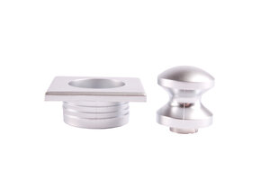 Mini Knop+Ring Vierkant Pushlock Nikkel Mat 2st.