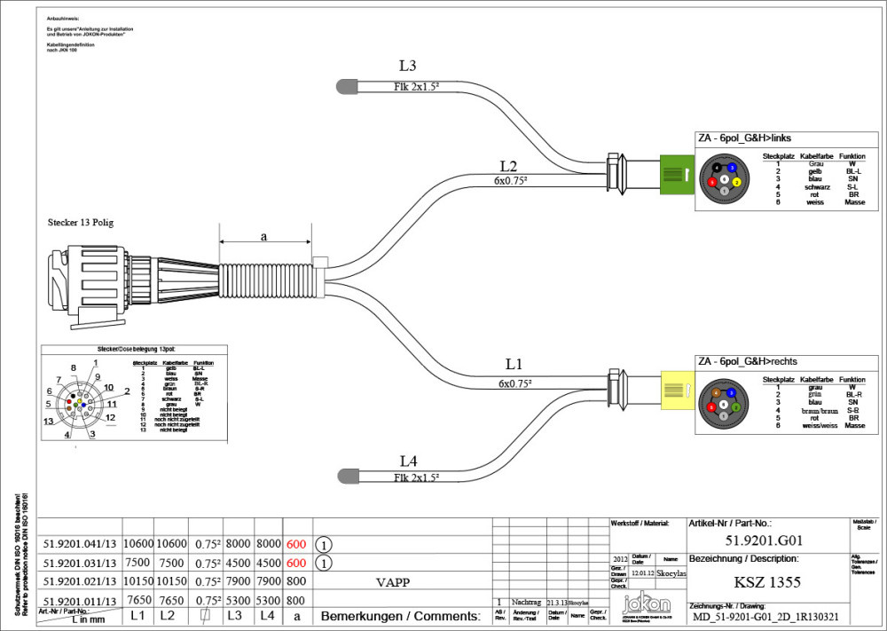 Jokon Aansluitkabel voor Opbouw Achterlicht 1937379
