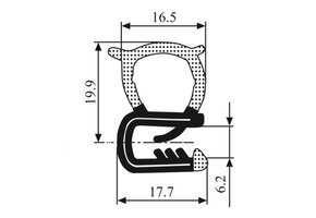 Klemprofiel met Sponsrubber Zijkant 2-5mm 5mtr