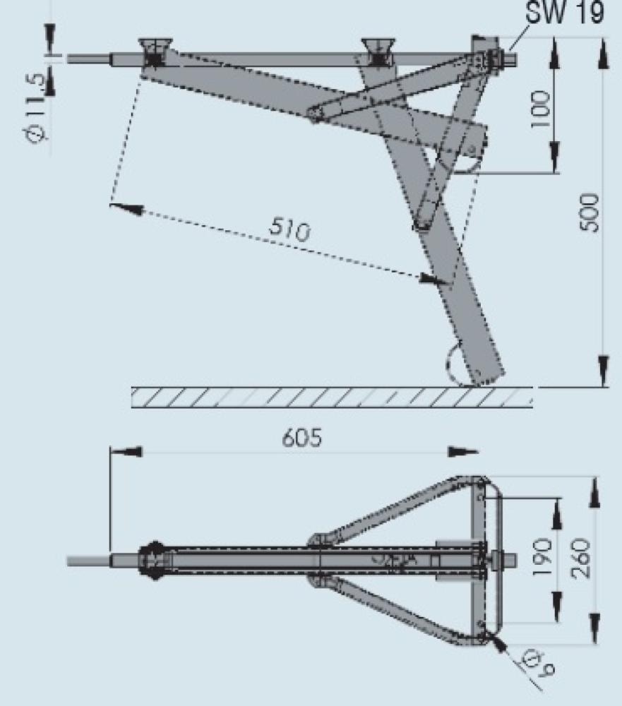 AL-KO Uitdraaisteun 800kg 19x60.5cm AL-KO Uitdraaisteun 800kg 19x60.5cm