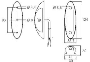 Jokon Markering LED SPL2011 Ovaal Opbouw Rood/Wit Zwart Frame
