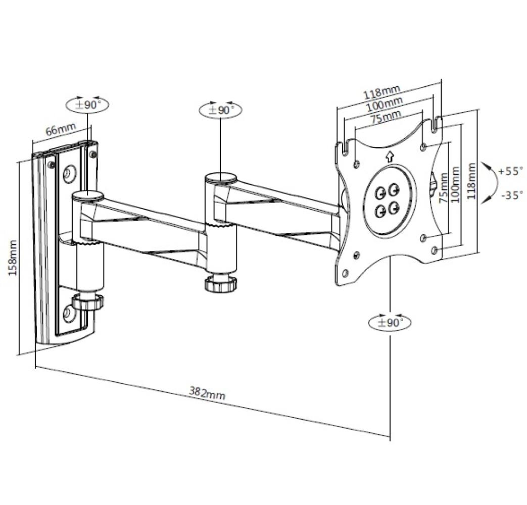 Vechline TV Steun Wandmontage 2-Armen Vechline TV Steun Wandmontage 2-Armen