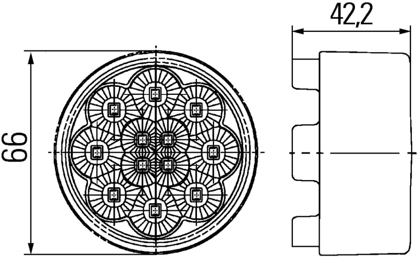 Hella Breedtelicht 12 LEDs Rond Inbouw Wit Hella Breedtelicht 12 LEDs Rond Inbouw Wit