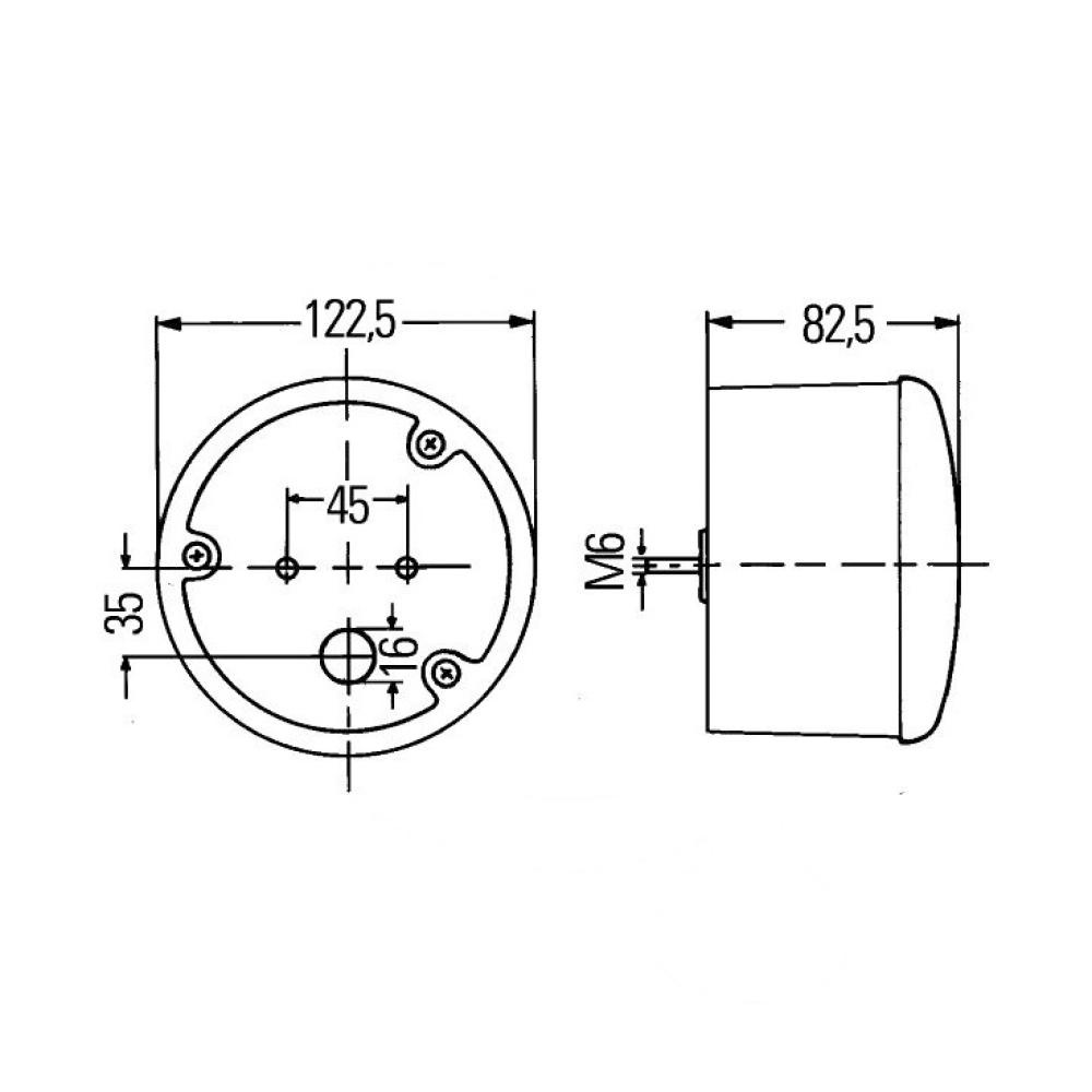 Hella Knipperlicht/Achteruitrijlicht Rond Oranje/Wit 12/24V Hella Knipperlicht/Achteruitrijlicht Rond Oranje/Wit 12/24V