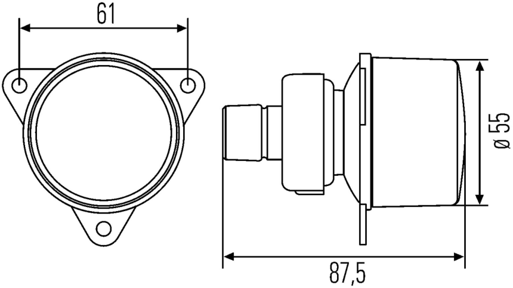 Hella Achteruitrijlicht Rond Grijs 12/24V Hella Achteruitrijlicht Rond Grijs 12/24V