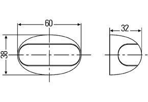 Hella Markering LED Ovaal Opbouw Wit met Rood Binnenglas