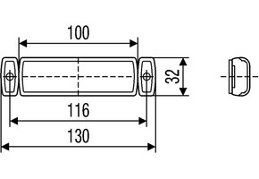 Hella Markering LED met Reflector Rechthoekig Opbouw Rood 5mtr Kabel