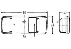 Hella Achterlicht Rem/ Knipper/ Mist/ Achteruitrij/ Reflector 5-Vaks Inbouw Links 12/24V