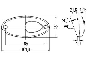 Hella Breedtelicht LED Ovaal Opbouw Wit Onderplaat Zilver
