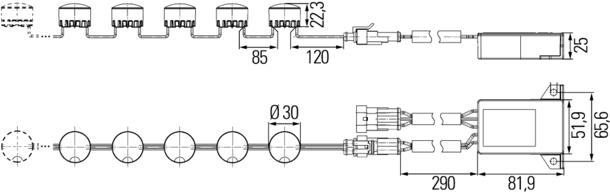 Hella Dagrijverlichtingsset LEDayFlex 5 LEDs 12/24V