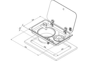 Navy Load Kookplaat 1-Pits met Spoelbak Links 505x305