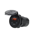 Power Line Contactdoos USB-A QC3.0 + USB-C QC4.0 Lader Power Line Contactdoos USB-A QC3.0 + USB-C QC4.0 Lader