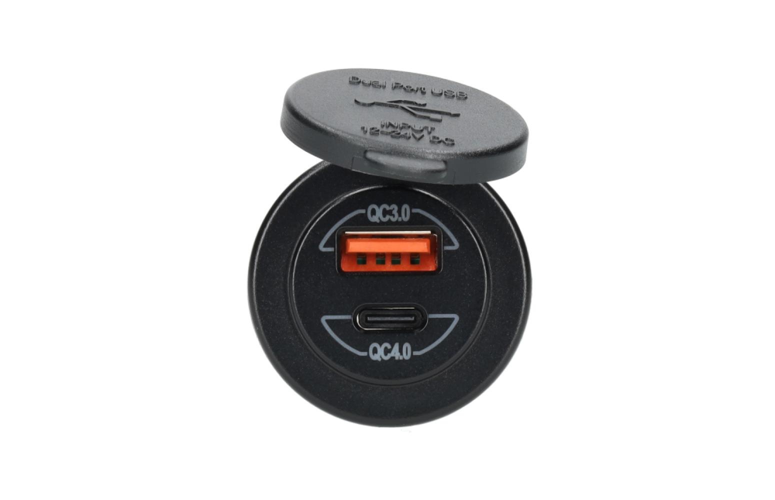 Power Line Contactdoos USB-A QC3.0 + USB-C QC4.0 Lader