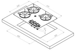 Navy Load Kookplaat RVS 3-Pits 470x360