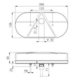 Jokon Achterlicht L610 Rem/ Knipper/ Kenteken/ Mist/ Achteruitrij/ Driehoek Reflector Opbouw Rechts