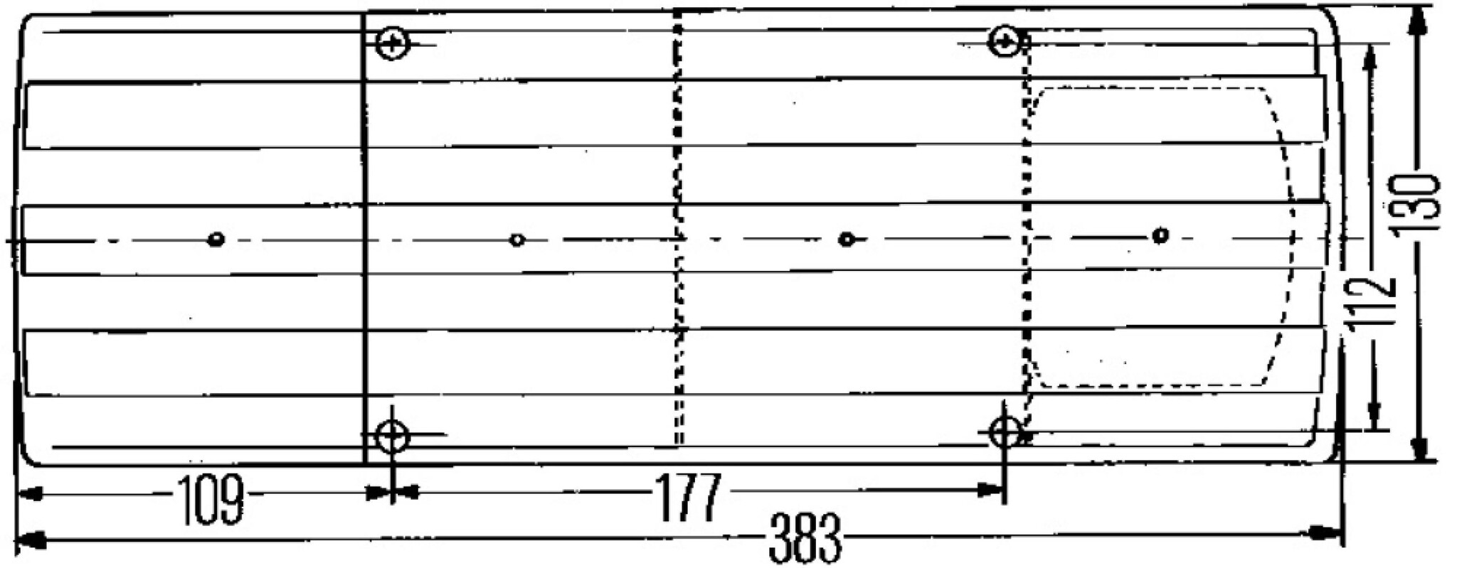 Hella Achterlicht Rem/ Knipper/ Mist 4-Vaks Inbouw Hella Achterlicht Rem/ Knipper/ Mist 4-Vaks Inbouw