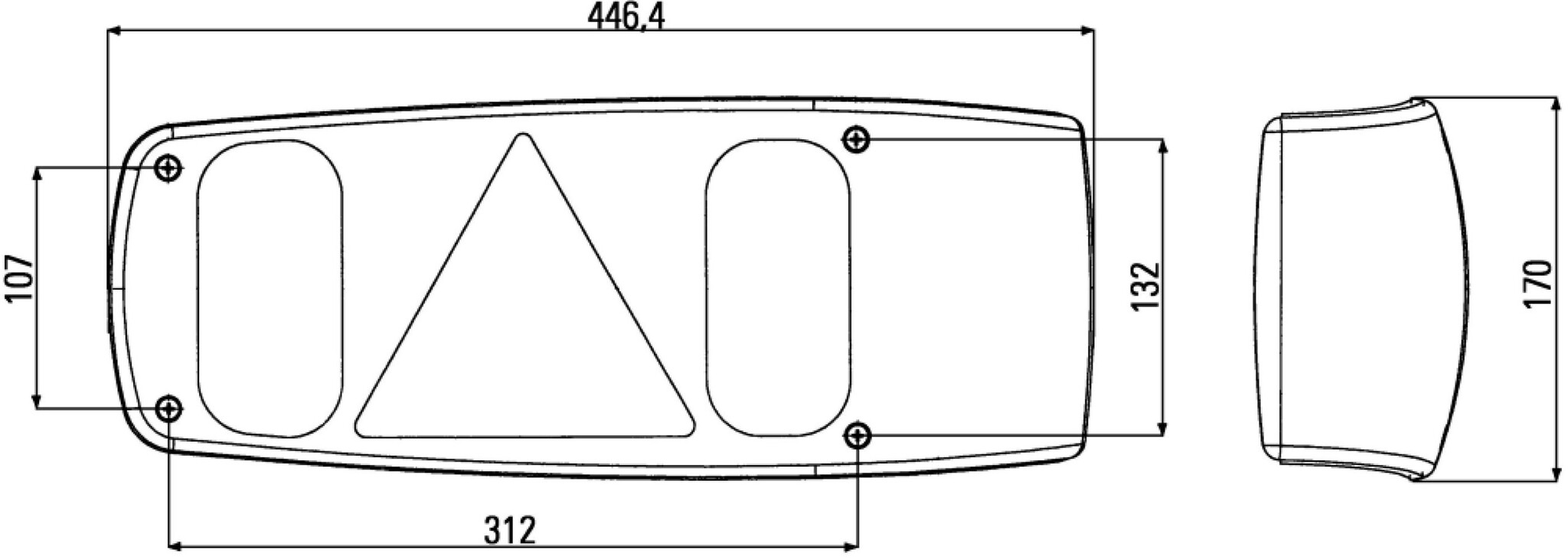 Hella Achterlicht Caraluna I Rem/ Knipper/ Achteruitrij/ Zijmarkering/ Driehoek Reflector Rechts Hella Achterlicht Caraluna I Rem/ Knipper/ Achteruitrij/ Zijmarkering/ Driehoek Reflector Rechts