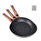 Koekenpannenset Black Line Houtdecor 3-delig Koekenpannenset Black Line Houtdecor 3-delig