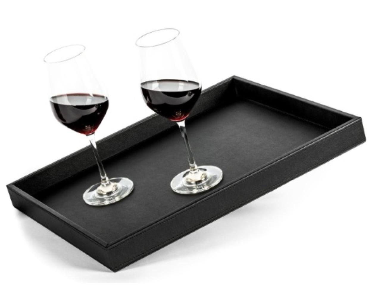 Silwy Dienblad Metaal Lederlook Zwart