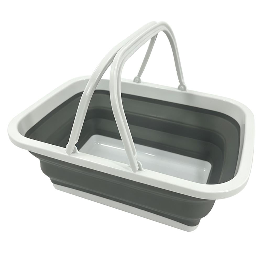 ViaMondo Mand met Hengsels Opvouwbaar Grijs/Wit 9.5L ViaMondo Mand met Hengsels Opvouwbaar Grijs/Wit 9.5L