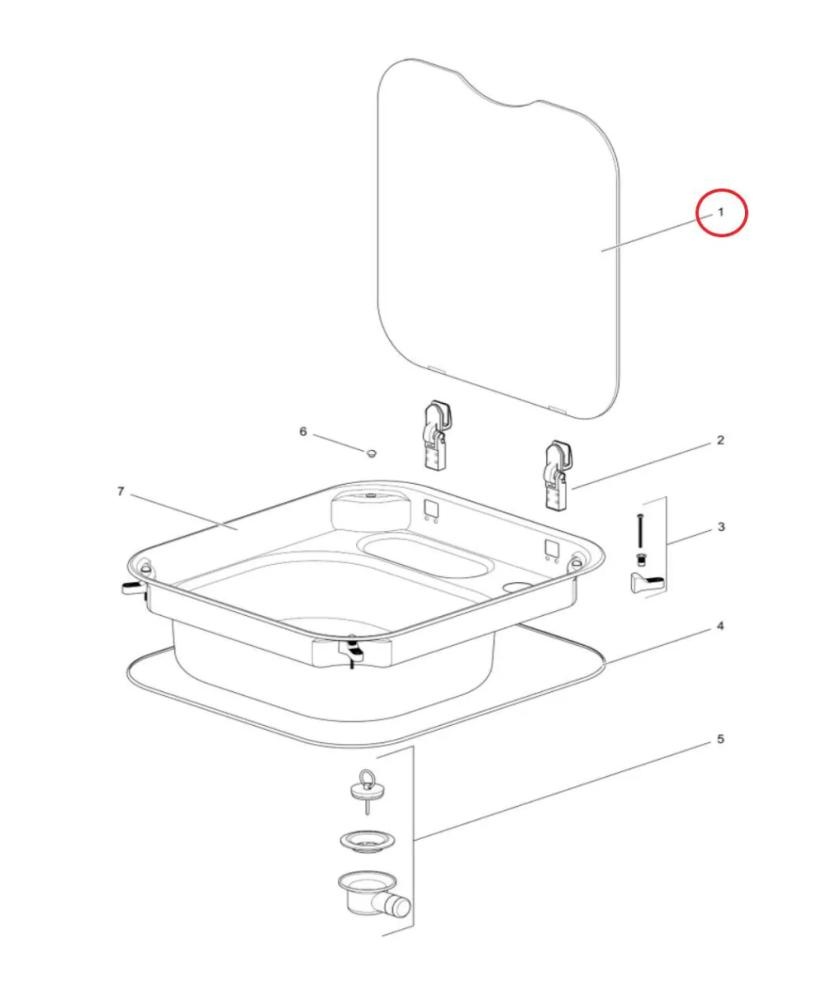 Thetford Glasplaat Spoelbak Rectangular Clear SBL34XX Thetford Glasplaat Spoelbak Rectangular Clear SBL34XX