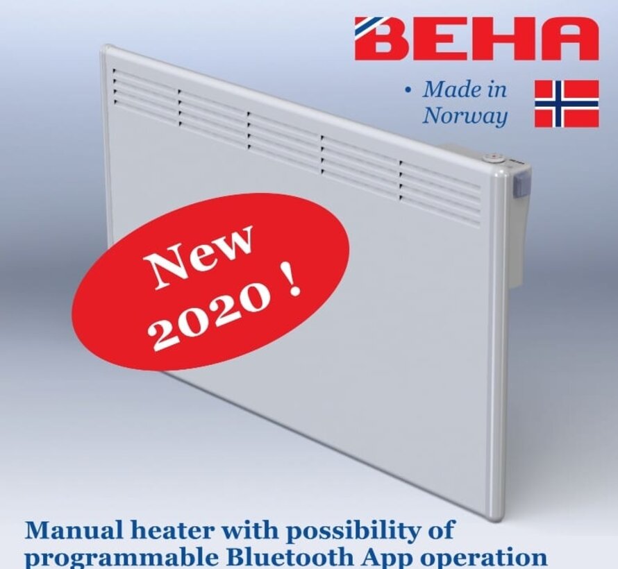 Beha elektrische verwarming - Bluetooth bediening met telefoon of tablet-leverbaar vanaf 400 tot en met 2000 watt