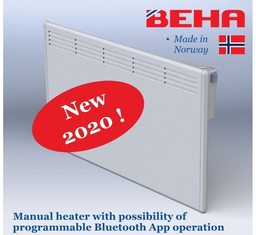 Beha elektrische convectie kachel, 400 t/m 2000w, manule bediening met via bluetooth eenvoudige wekelijkse programmering