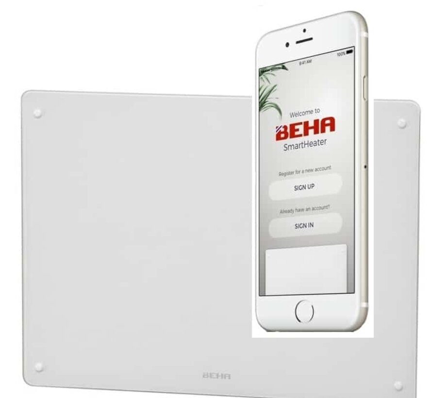 Beha elektrische verwarming- Glas front- Smart functies Wifi, Convector 400 tot en met 1250 watt