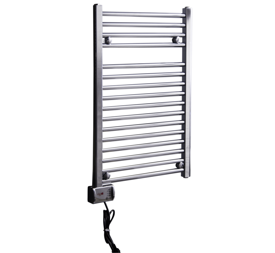 Ivigo Handdoekradiator chrome 3 standen volledig afgevuld incl thermostaat- gefabriceerd in Europa