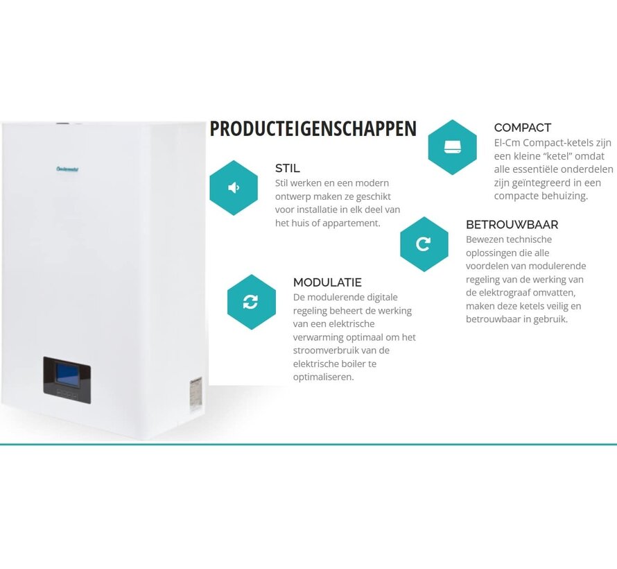 Centrometal Elektrische cv ketel E-Plus E - 6, 9, 12, 18, 24 kw