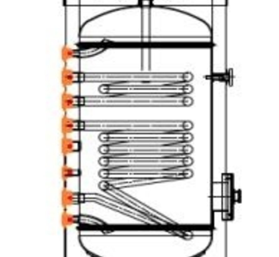Aqua Blue Boiler - Opslag tank buffervat  met 2 warmtewisselaars - 150, 200, 300, 500 Liter