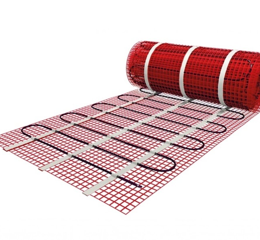 Tapis de chauffage au sol électrique - 3 mm - 100 watts/m² - Largeur 50 cm - Collable ou ciment sable.